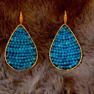 Champagne Diamond and Magnesite Teardrop Earrings